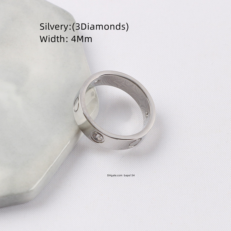 Love Rings Designer Women Men Ring Couple Jewelry Band With Diamond Casual Fashion Street Gold Sier Rose Optional 4 /5 / 6Mm Size 5-12 2025