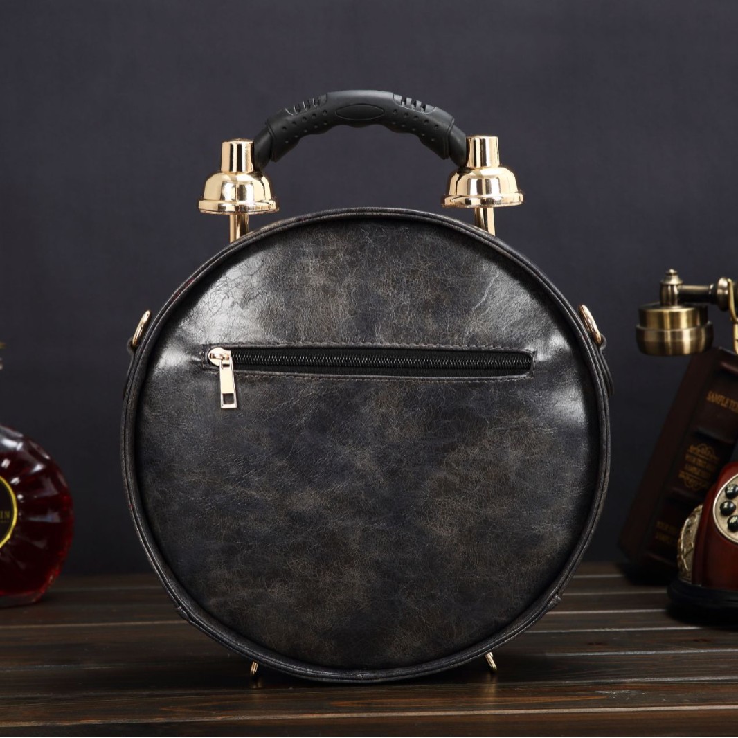 Roman retro personalized clock handbag, creative antique round clock shaped diagonal cross bag