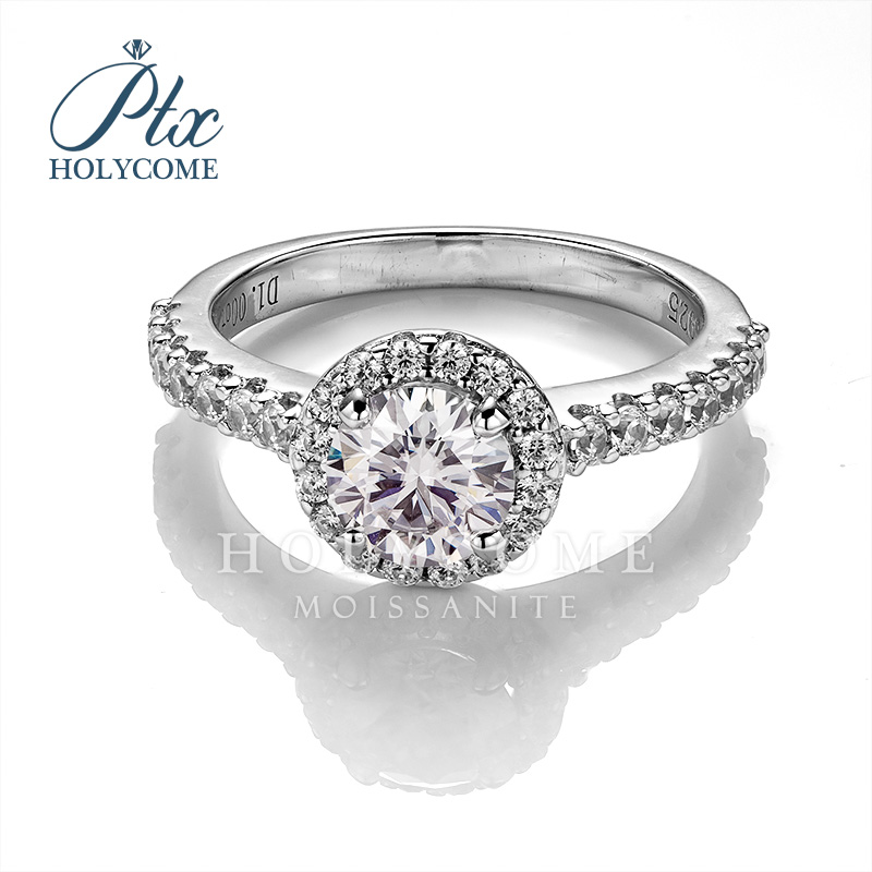 Women Moissanite Rings Classic 1ct D Vvs Moissanite Diamonds S925 Ring Jewelry White Gold Plated Sterling Silver Engagement Wedding Rings