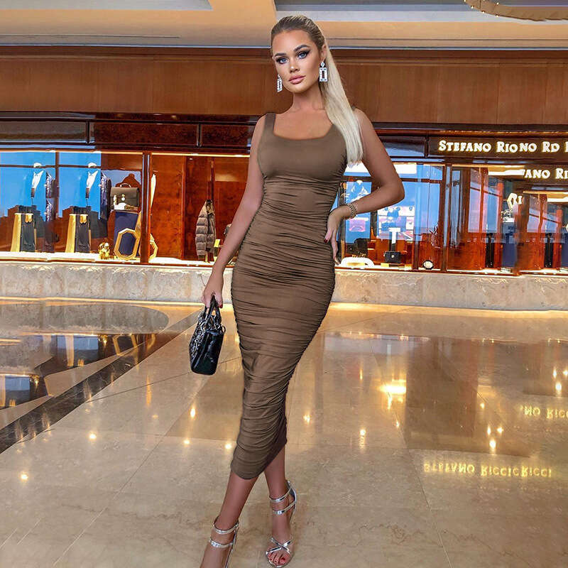 Halter Whit Maxi Dresses Summer Sexy And Fashionable Women S Clothing New Tight Backless Sleeveless Pleated Dress Prom Sexy Dress