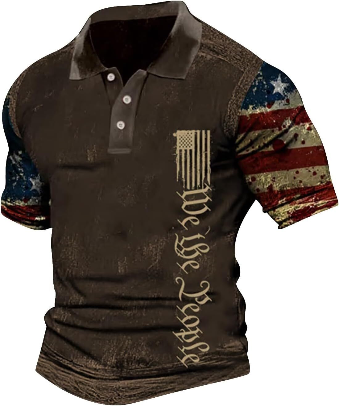 Mens Polo shirt Men's Polo Shirts WE The People Distressted American USA Flag Golf T Shirts Slim Short Sleeve Button Muscle Tee Tops Polos shirts
