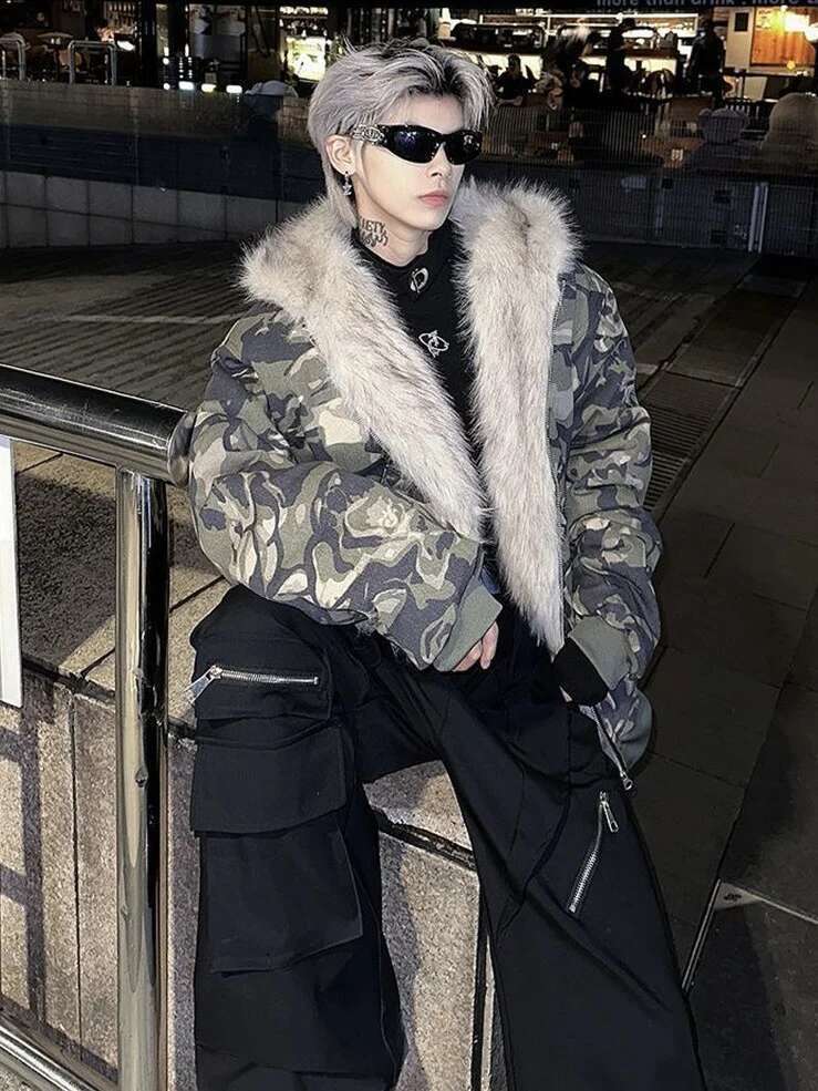 Coats Designer Women American Vintage Camouflage Plush Hat Jacket Y2k High Street Hip Hop Haruku Loose Women Make Old Hoodies Fashion Streetwear Desig