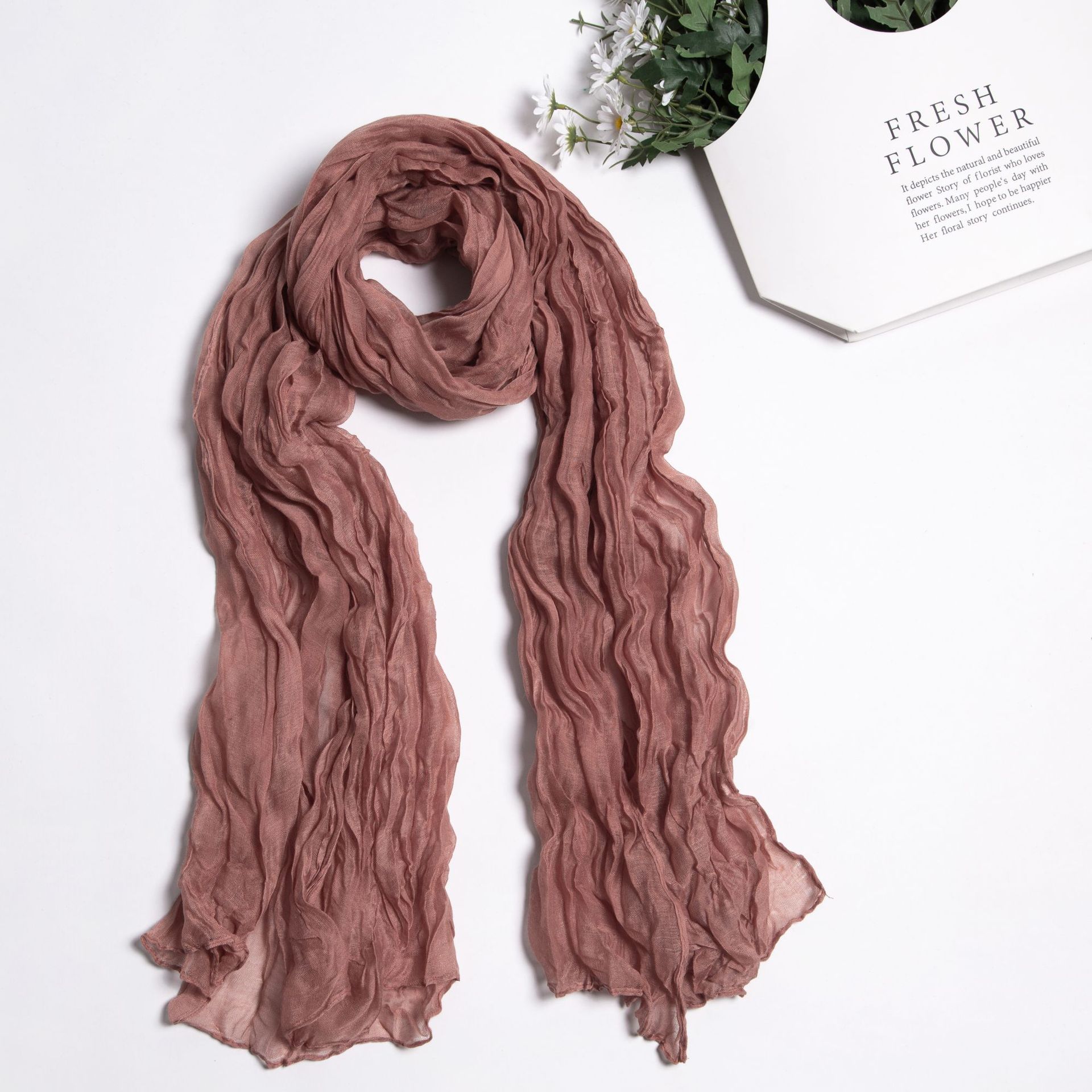 K803 Foreign trade twist scarf Bali yarn candy color wrinkled versatile pleated scarf shawl ladies scarf
