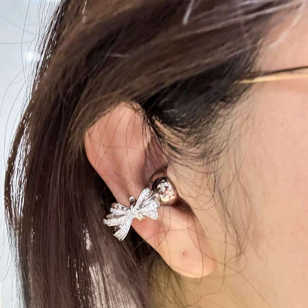 DHgadgets Bow Rhinestone for Clip on Earbuds Open Ear Elegant Zirconia Decorative Earphone Accessories, Removable Exquisite DIY Decoration