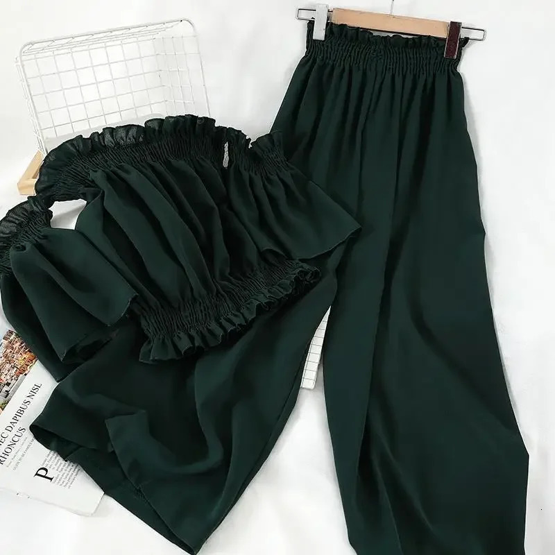 Plus Size Fashionable Set Short Sleeve Wide Leg Pants Two Piece Suit for plus Women Summer Style Casual Wear 250516Z