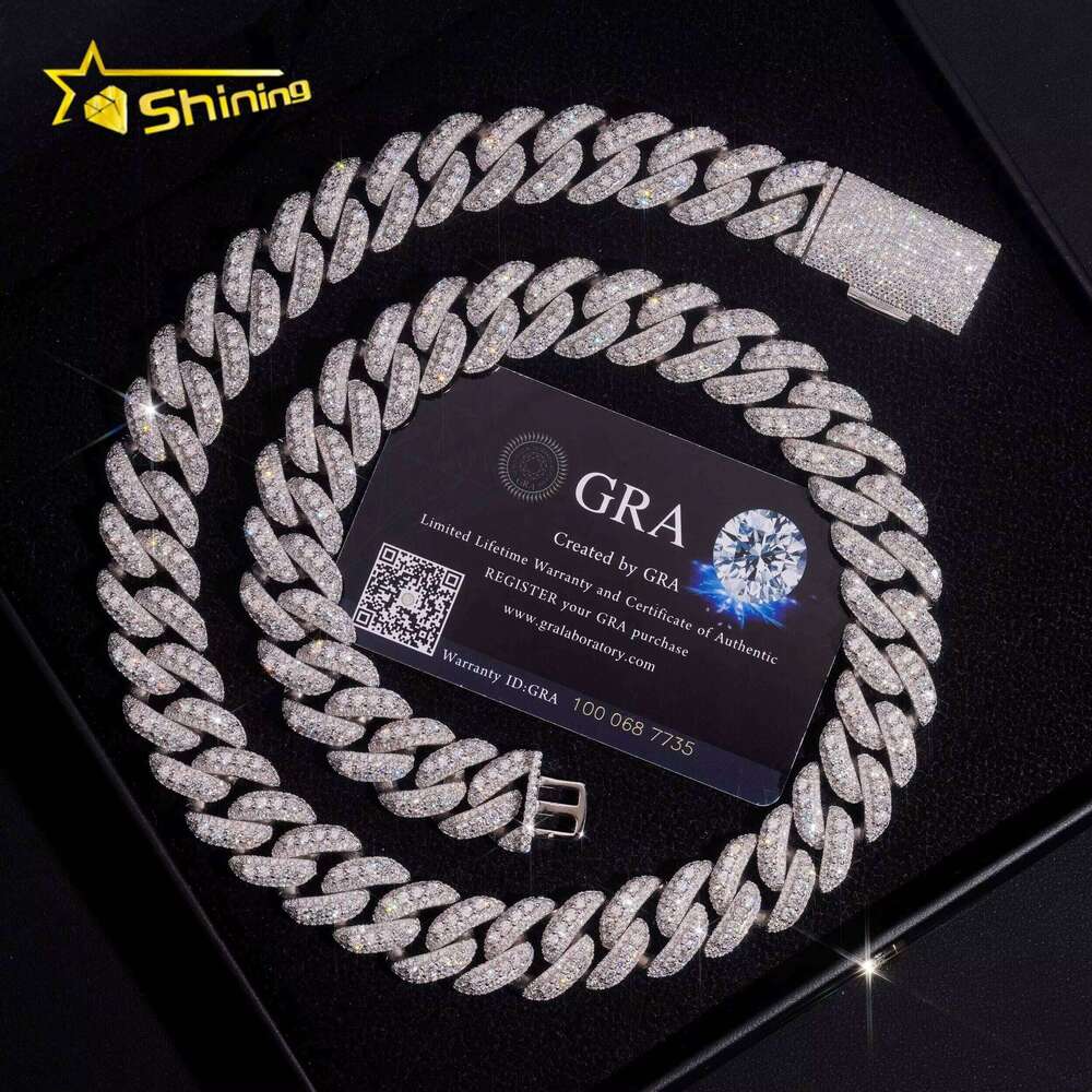High Quality Hip Hop Jewelry Sier Moissanite Dia VVS 18Mm Mens Iced Out Cuban Link Chain