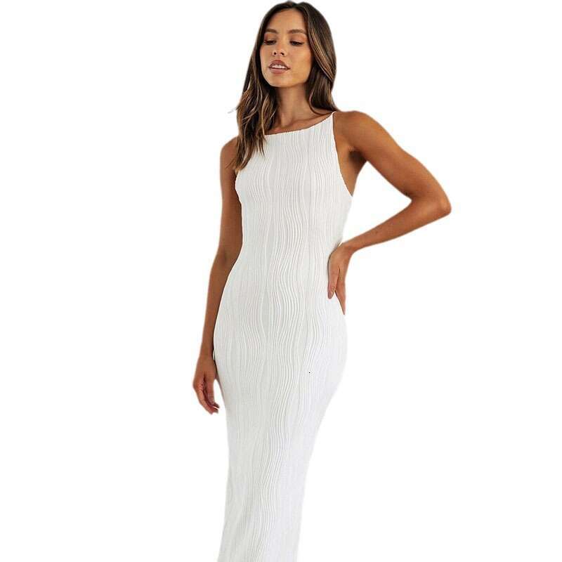 Halter Whit Maxi Dresses Women S Summer New Suspender Long Sleeveless Backless Slim Fit Dress For Women Prom Sexy Dress