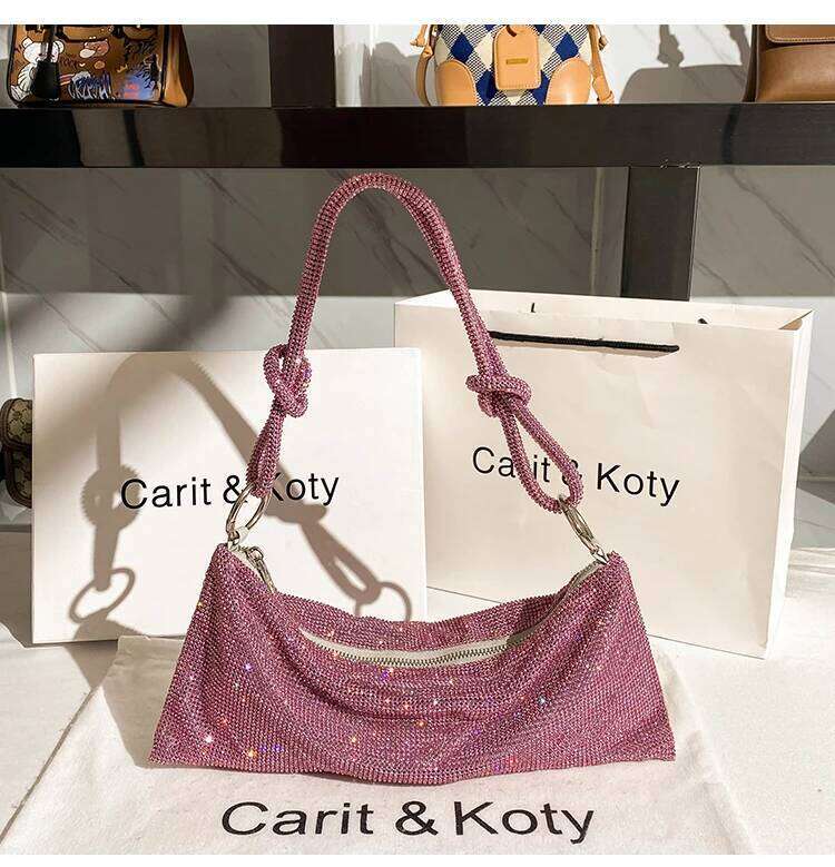 Bags Wedding Party Clutch Purse Knotted Handle Glitter Rhinestones Dia Evening Women's Handbag Designer Shoulder Bag