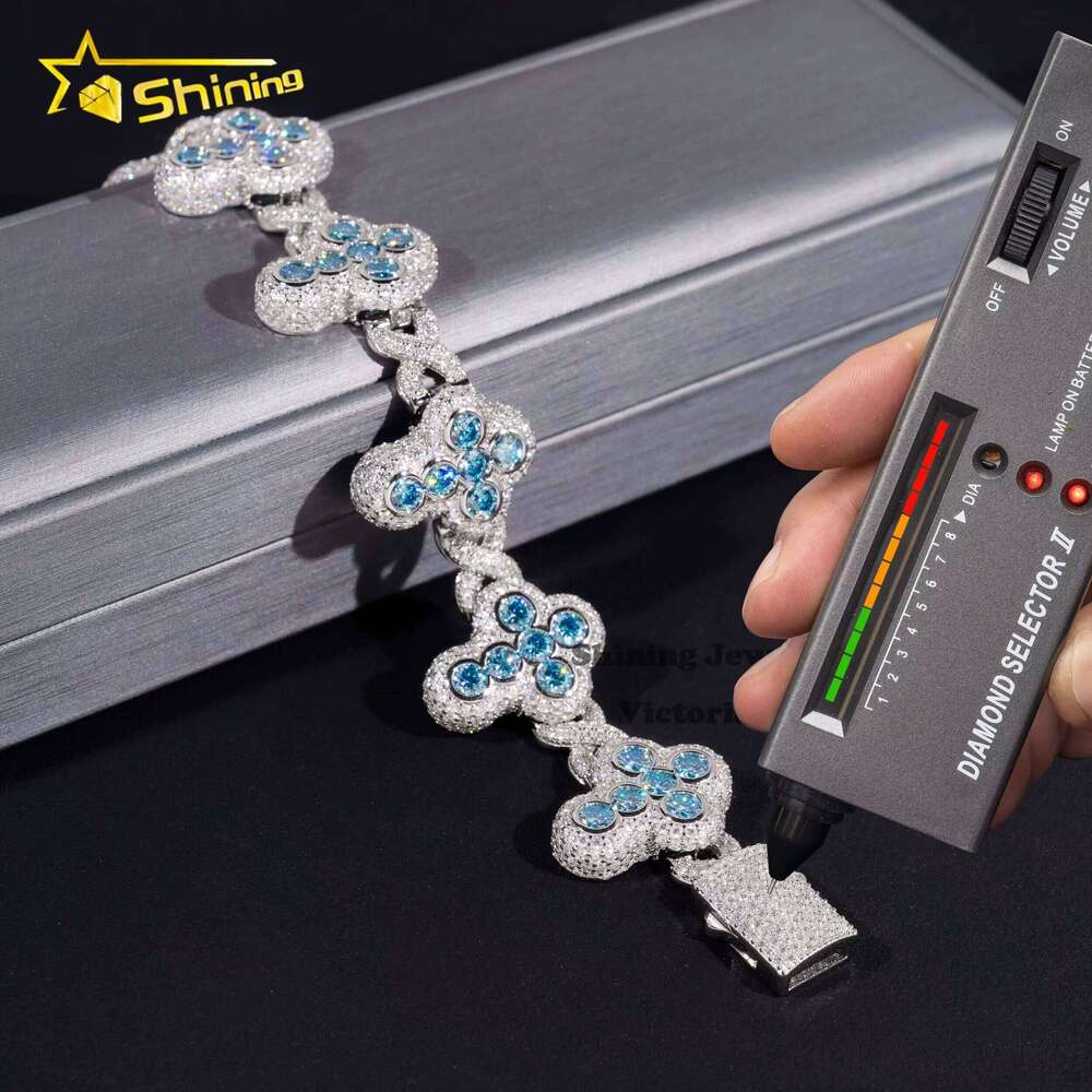 New Fashion Unlimited Link Cross Tested With S Hip Hop Jewelry Color Mossite Cuban Bracelet