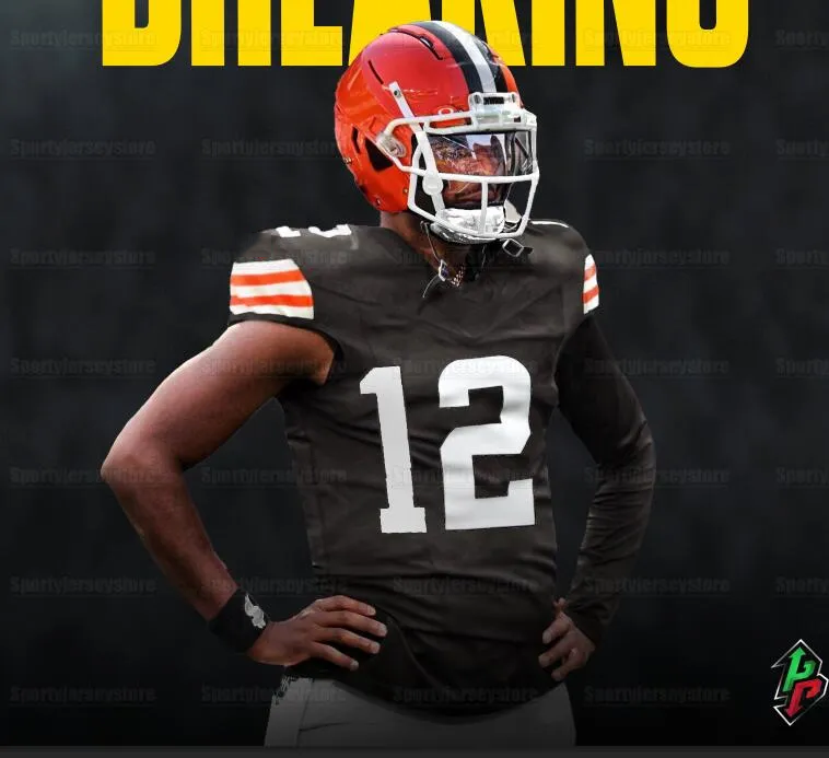 12 Shedeur Sanders Brown 2025 Football Jerseys Nick Chubb Jerome Ford Jerry Jeudy Grant Delpit Denzel Ward Myles Garrett Joe Flacco