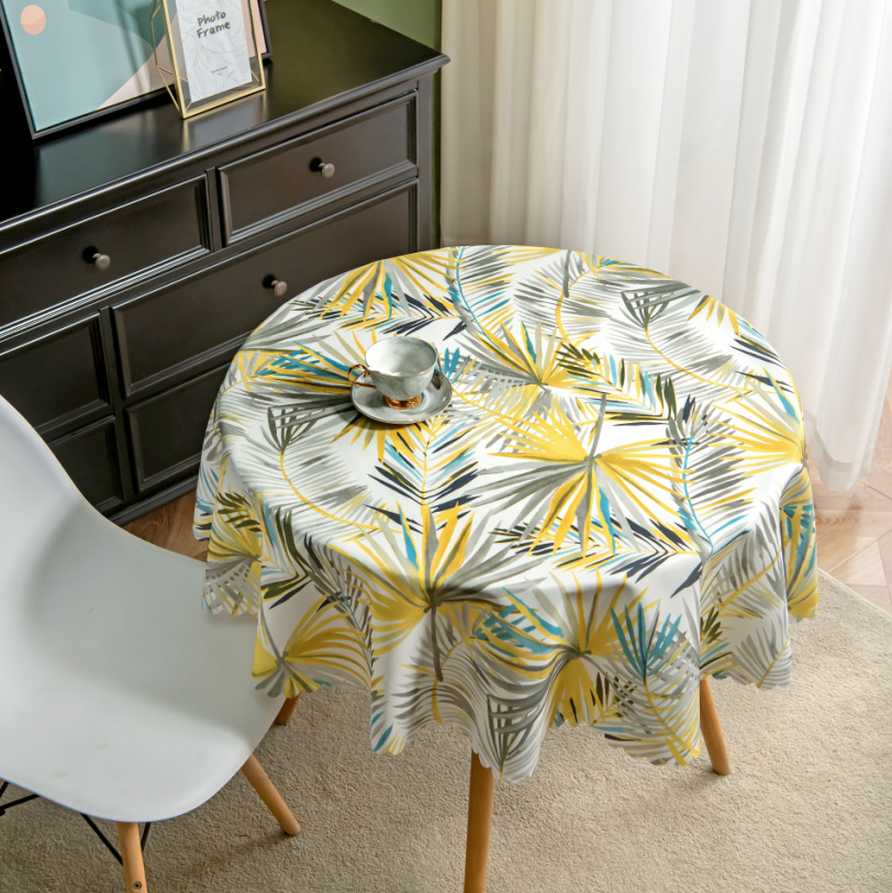D288 small fresh simple style round long tablecloth simple waterproof restaurant hotel home round dining table tablecloth printing