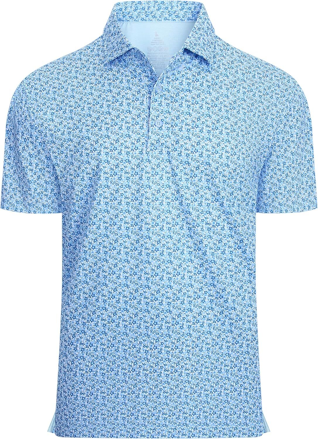 Mens Polo shirt Golf Shirt Short Sleeve Super Stretch Printed Golf Polo Moisture Wicking Dry Fit Polo Shirts for Men Polos