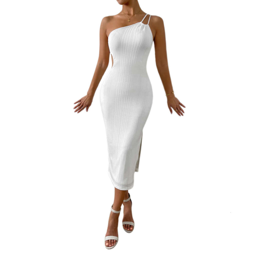Halter Whit Maxi Dresses Women S Adjustable Single Side Shoulder Strap Suspender Dress With Exposed Backpack Buttocks And Sexy Bottom Skirt Slim Fit P