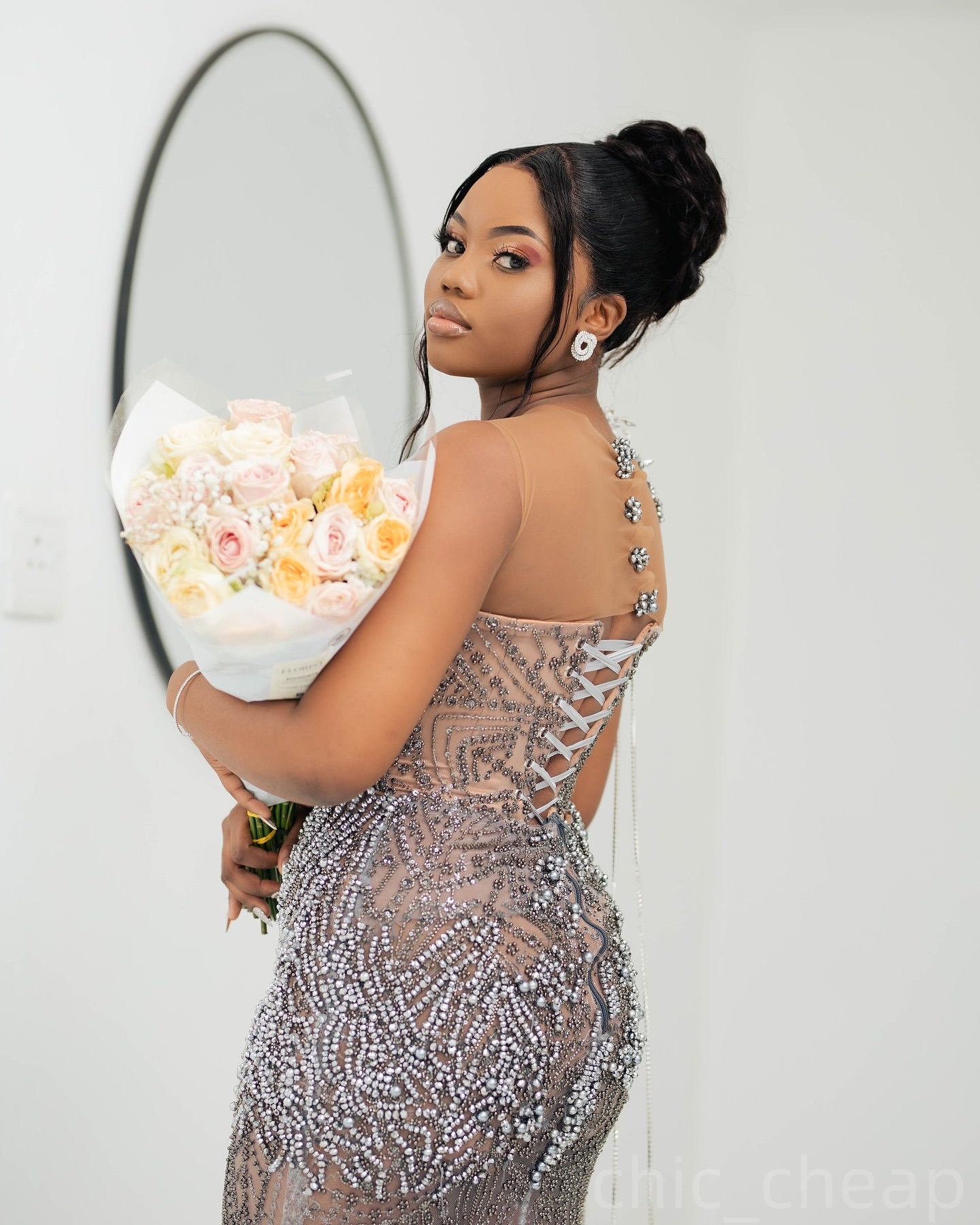 Silver Mermaid Prom Dresses 2025 Beaded Crystals Illusion Lace Vintage Evening Formal Party Second Birthday Engagement Gowns Plus Size Dress For Speci