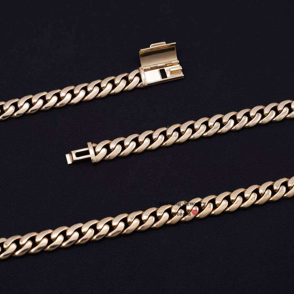 Ordinary Necklace Unisex Necklace Accessory 8Mm 22 Inches 684G 10K Cuban Chain