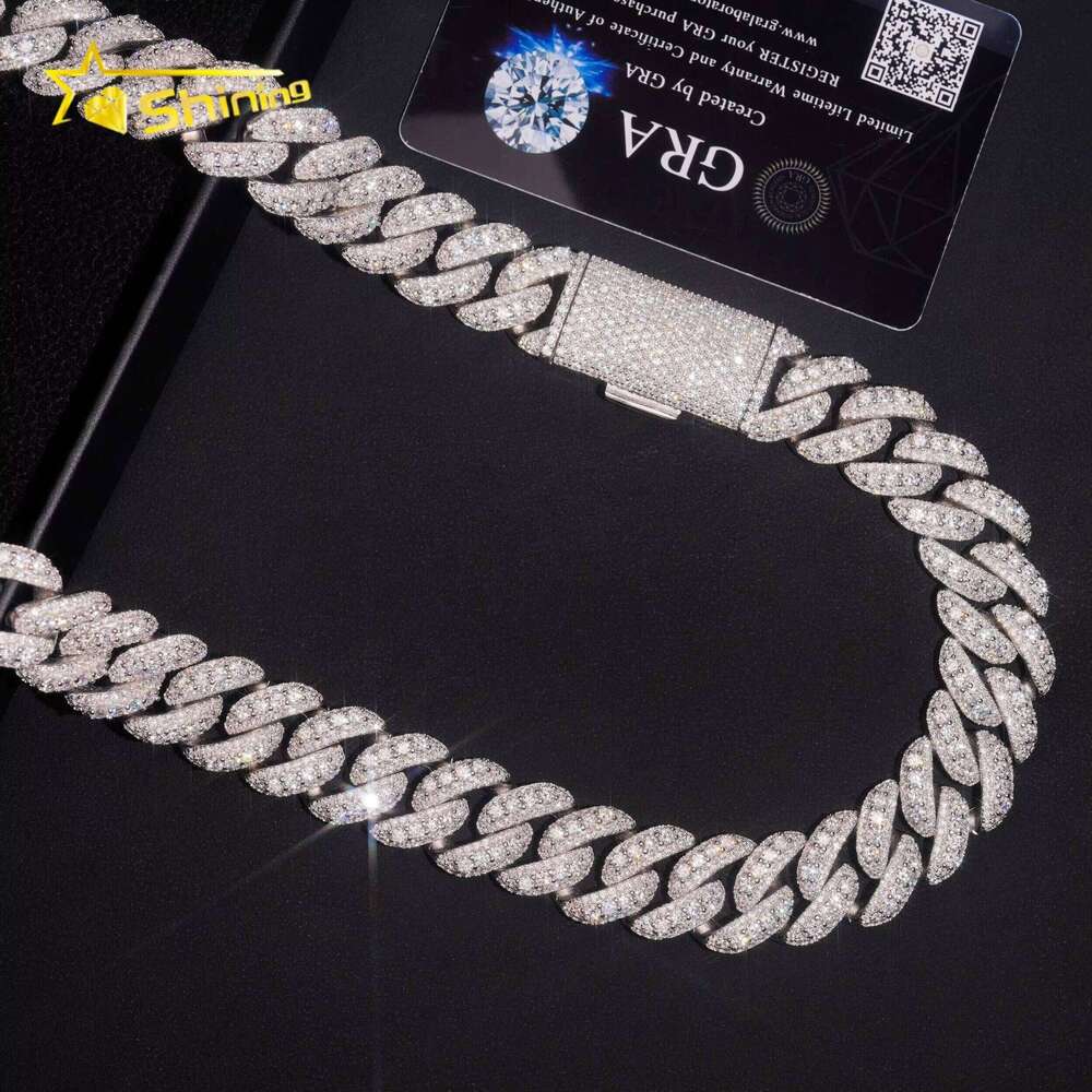 High Quality Hip Hop Jewelry Sier Moissanite Dia VVS 18Mm Mens Iced Out Cuban Link Chain