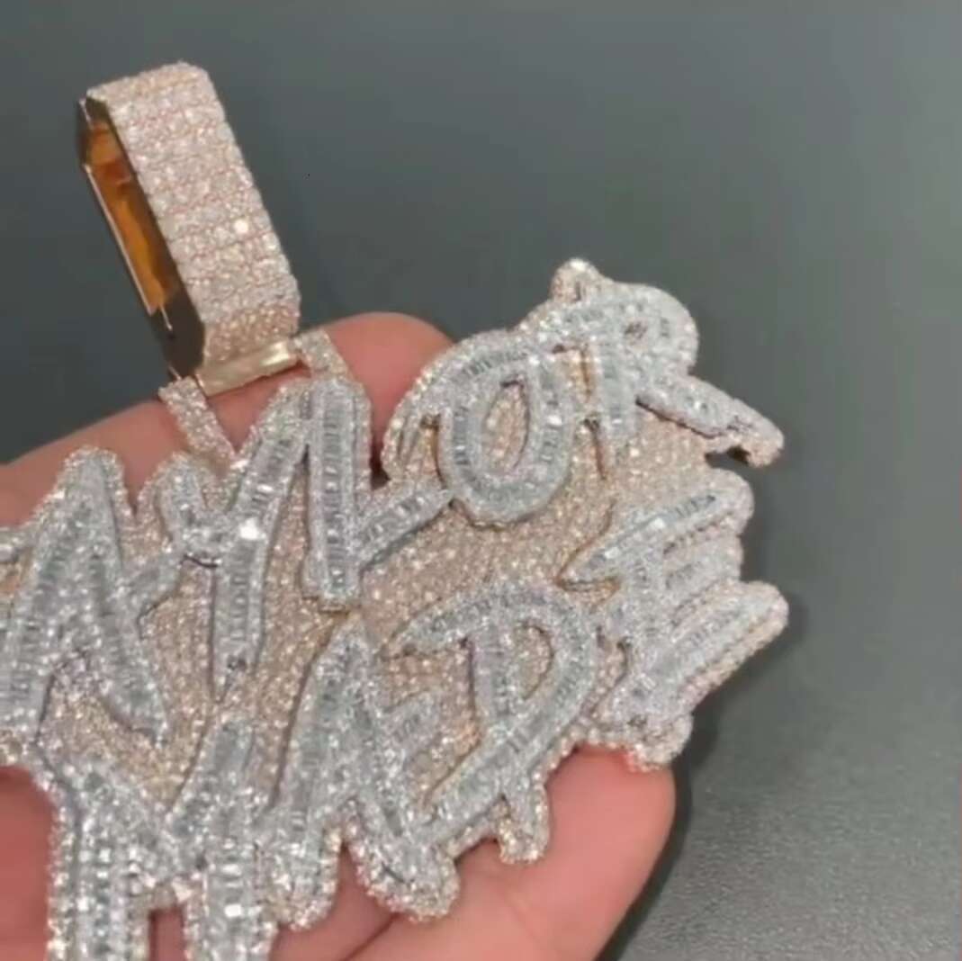 Hip Hop Jewelry Iced Out Diamond Pendant 925 Sterling Silver Custom VVS Moissanite Pendant