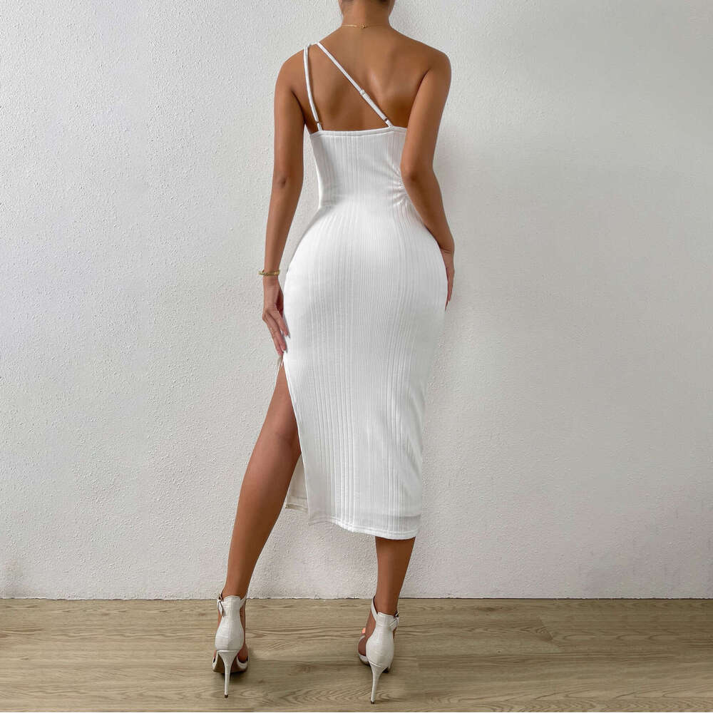 Halter Whit Maxi Dresses Women S Adjustable Single Side Shoulder Strap Suspender Dress With Exposed Backpack Buttocks And Sexy Bottom Skirt Slim Fit P