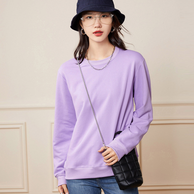 L1358 Sweatshirt Women's Autumn New Round Neck Long Sleeve Simple Sports Couple Tops