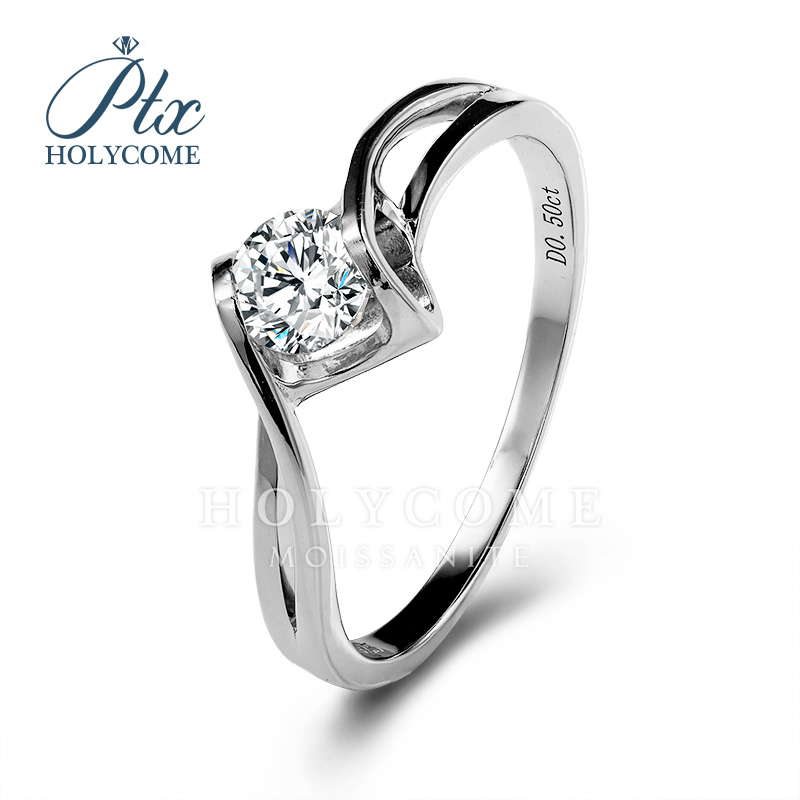 Eternal Heart 925 Sterling Silver Wedding Engagement Ring Fine Jewelry Women Round Cut D Color 0.5ct 5.0mm Moissanite Diamond Rings