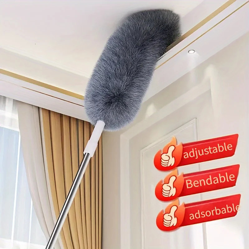 Extra-Long Retractable Duster with Bendable Head Washable Dust Brush for High Ceilings Fans Furniture Car Reusable Cleaning Tool 250522
