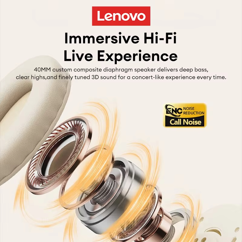 Lenovo TH30 Gaming Headset Over-Ear Wireless Bluetooth 360° Stereo Sound Headphones Long Endurance Low Latency Sport Earbuds