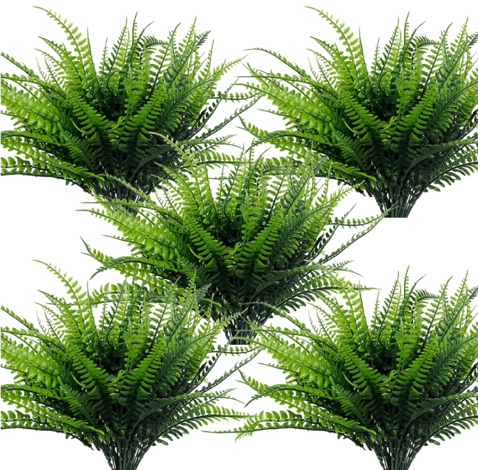 Artificial Plants Fake Boston Ferns Bushes Faux Shrubs Greenery UV Resistant Plant for Home Garden Outdoor Yard Decor