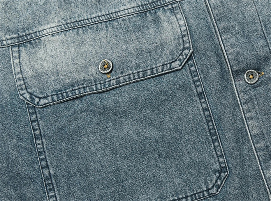Oversized Mens Denim Shirts Streetwear Harajuku Washed Casual Jeans Blouse Men Vintage Japan Style Short Sleeve Unisex 250519