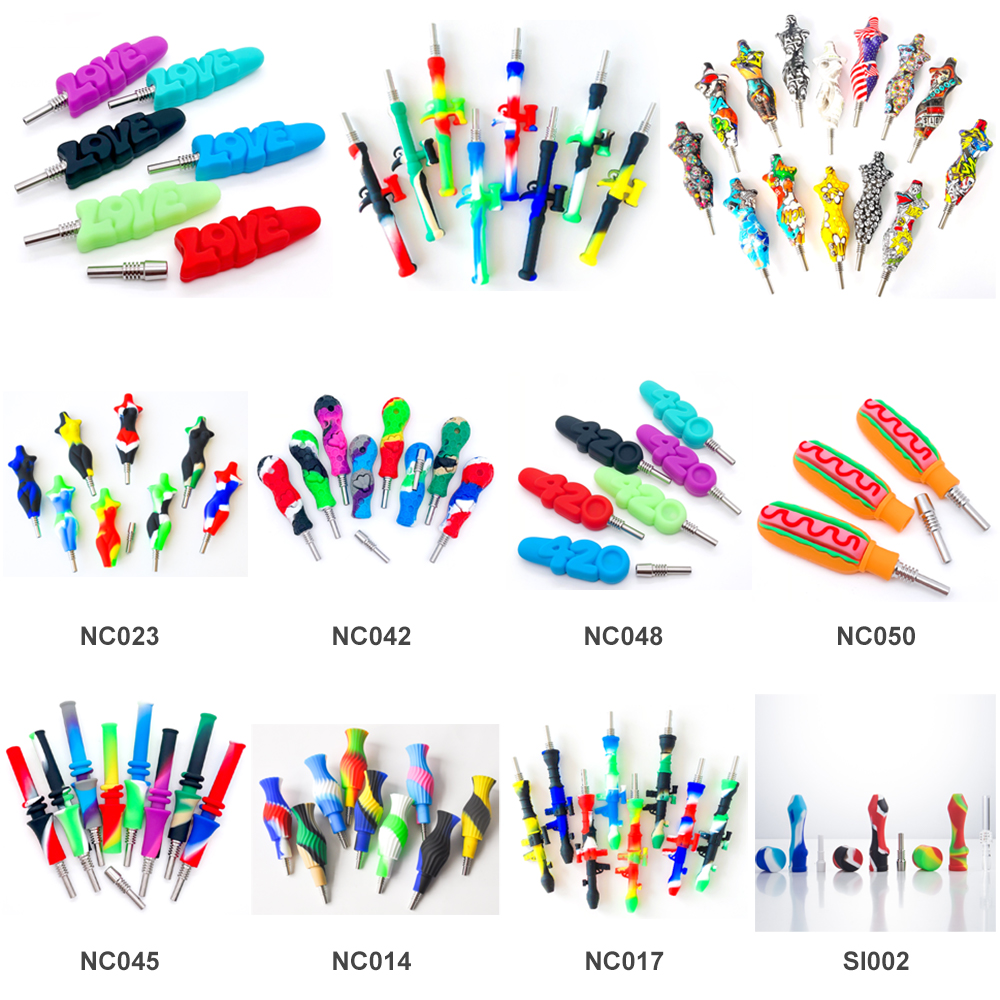 CSYC ZHSI005 Silicone Smoking Pipes About 4/5 Inches Colorful Silicone Hand Pipe With 10mm Titanium Nail