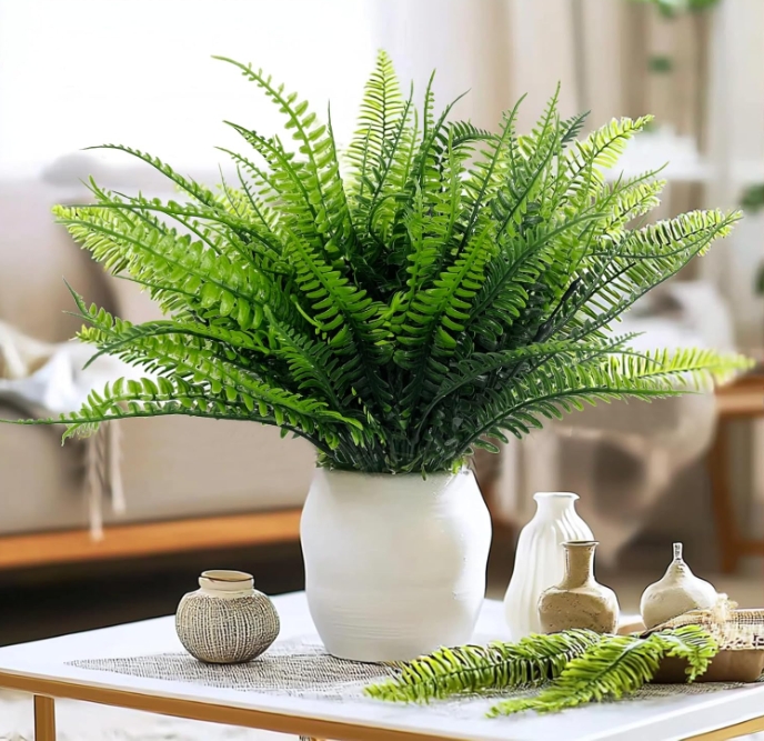 Artificial Plants Fake Boston Ferns Bushes Faux Shrubs Greenery UV Resistant Plant for Home Garden Outdoor Yard Decor
