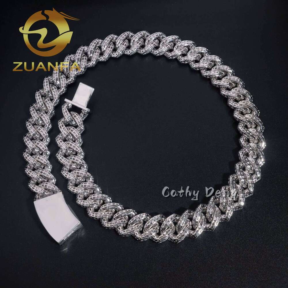 New Hollow Hip Hop Jewelry Iced 20Mm 4-Row Sier Silica Mens Miami Cuban Chain