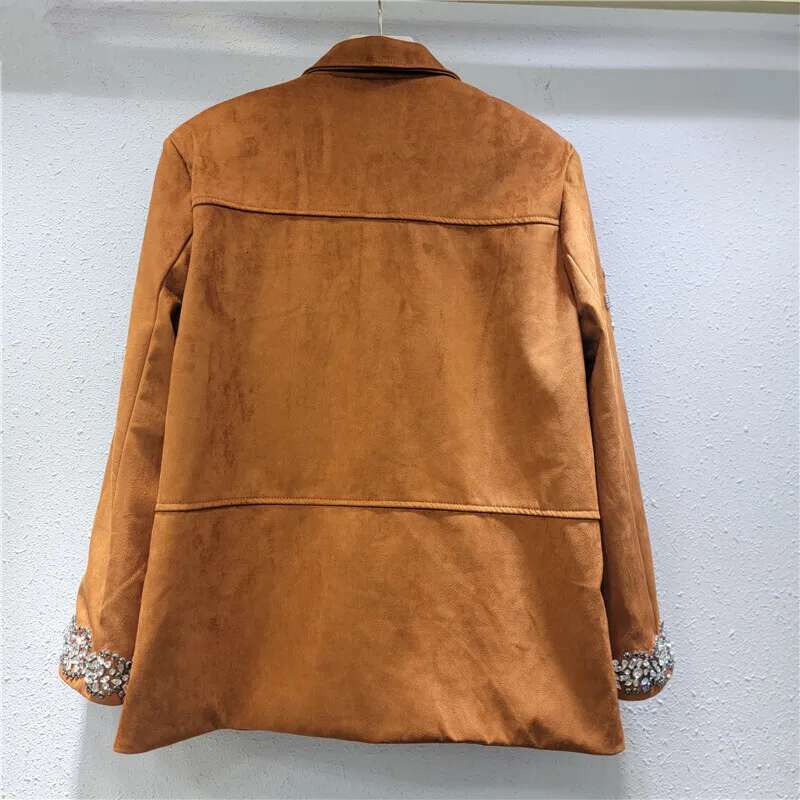 WTHT 2025 Spring Fashion Women's Rivet Flower Loose Casual Jacket New Trendy Long Sleeves Single Breasted Coat Female 1Ls713