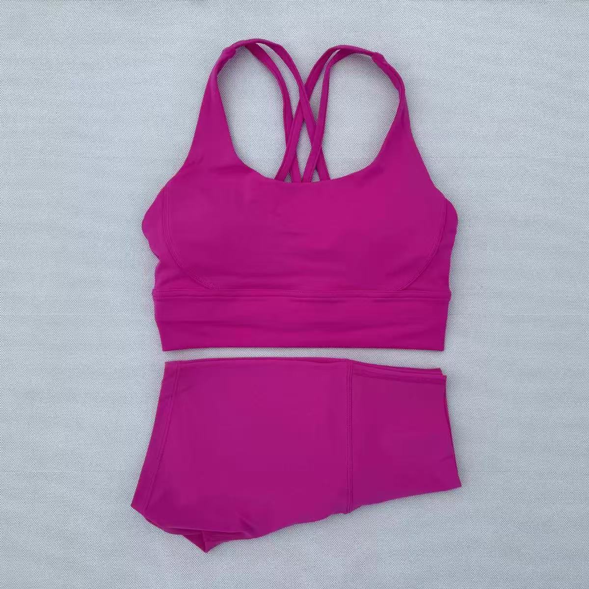New Styles Women Yoga Sets Push Up Fit ness Hotty Biker Shorts Sports Back Cross High Waist Elastic Sportswear Outfits Gym Suits Cloth Running Workout