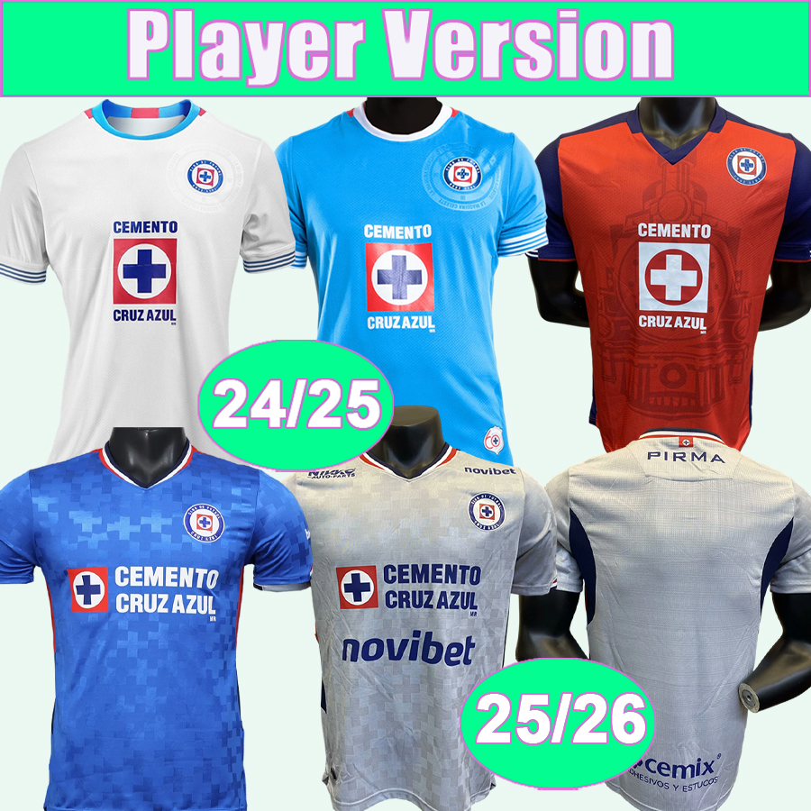 24 25 26 Cruz Azul Mens Player Version Soccer Jerseys DITTA SEPULVEDA LIRA GUTIERREZ RIVERO RODRIGUEZ VARGAS ROTONDI Home Away 3rd Football Shirts