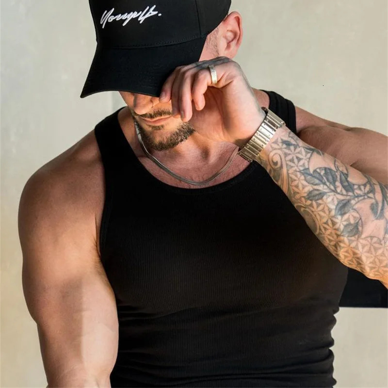 Spring Summer Knit Ice Silk Ribbed Fitness Sports Casual Slim-fit Mens Vest Mens I-line Muscle Vest Cotton Men 250519CJ