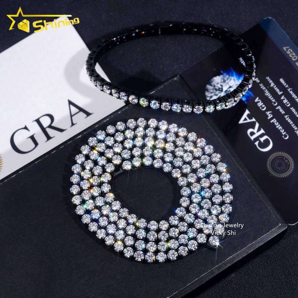 GRA Certified Fashion Jewelry Chain 316L Stainless Steel 4Mm Carbon Silica Tennis Bracelet And Necklace