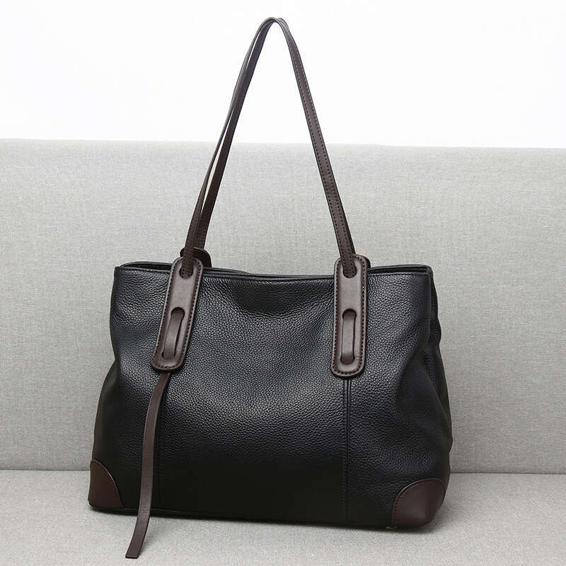 Tote Bag Genuine Leather Handbag Women New Fashionable Large Capacity Tote For Women S Commuting Fashion Soft Cowhide Shoulder Bag Messenger Bag