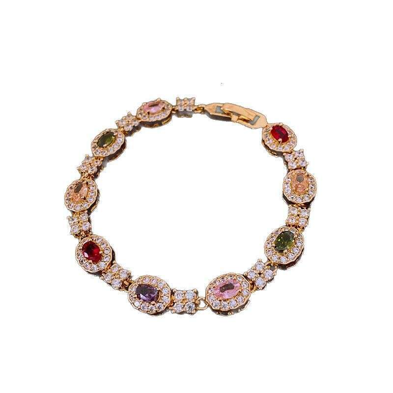 Real gold electroplated zircon oval buckle ins light high-end feel bracelet decoration