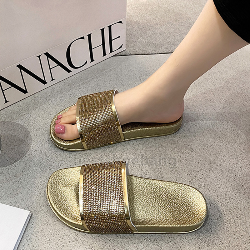 Designer Sandals Casual Beach Slides flash diamond Slippers Summer Womens Shoes Indoor Home Sliders Anti-Slip Outdoor Soft Pillow Slipper Sandal