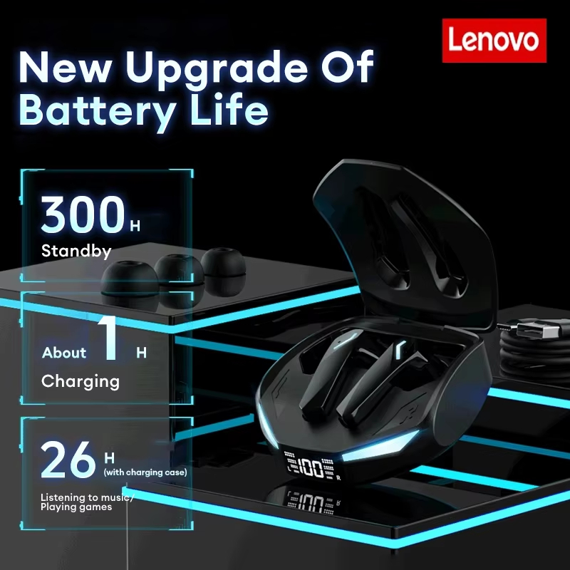 Lenovo XT53 Wireless Upgrade Bluetooth 5.4 Earbuds LED Digital Display Low Latency Gaming Headset Waterproof Sport Earphones