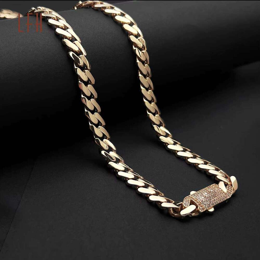 LFH Wholesale Pure Real Gold Miami Cuban K Necklace Hip Hop Chain Curb Bracelet Custom Au750 Chains For Men