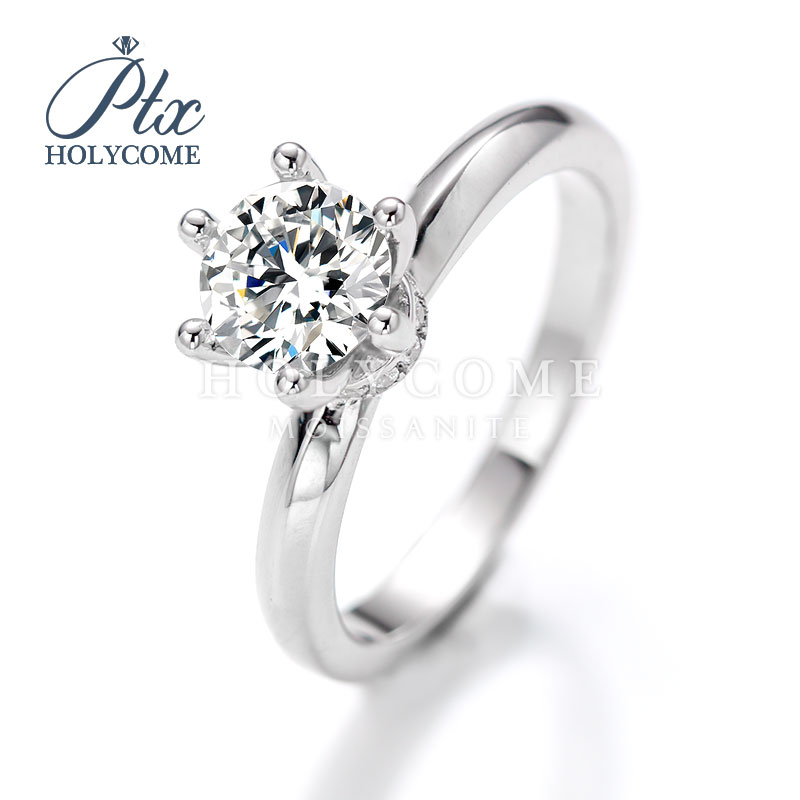Classic Hot Selling Women Ring 925 Sterling Silver 1CT Six Claw Engagement VVS D Level Moissanite Wedding Rings White Gold Plated Solitaire Moissanite