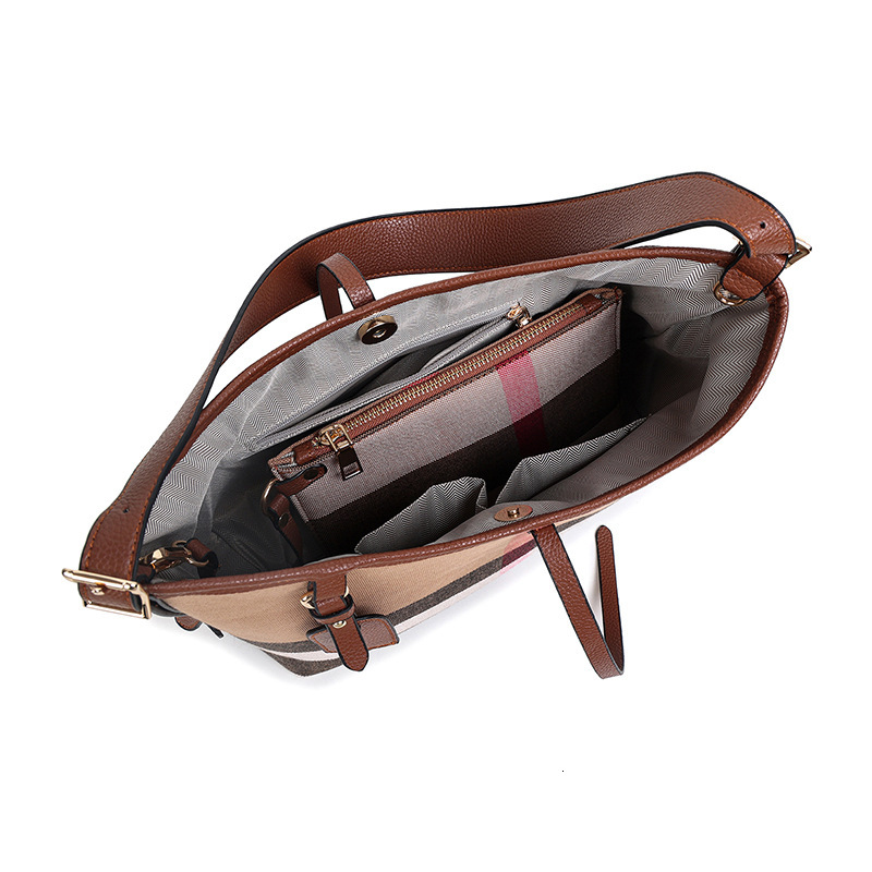 Free Shipping Designer Bag 2025 New High-end Leather Womens Bag Color Blocked Plaid Bag Armpit Bag Large Capacity Tote Bag Shoulder Crossbody Bag