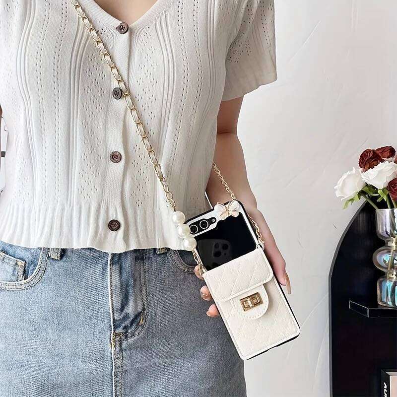 Fashion Leather Folding Phone Butterfly Accessory for Samsung Galaxy Z Flip 6 5 4 3 Girls with Card Case Lanyard