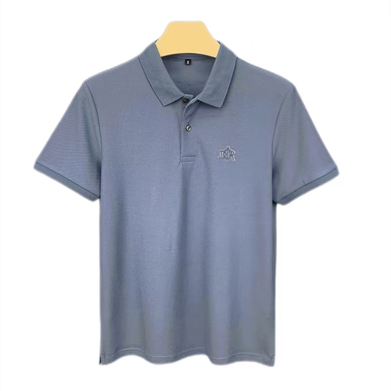 Men's Summer High-End Pique Cotton Short-Sleeve POLO Shirt - Designer Brand 3D Embossed Embroidery Business Casual Lapel T-Shirt