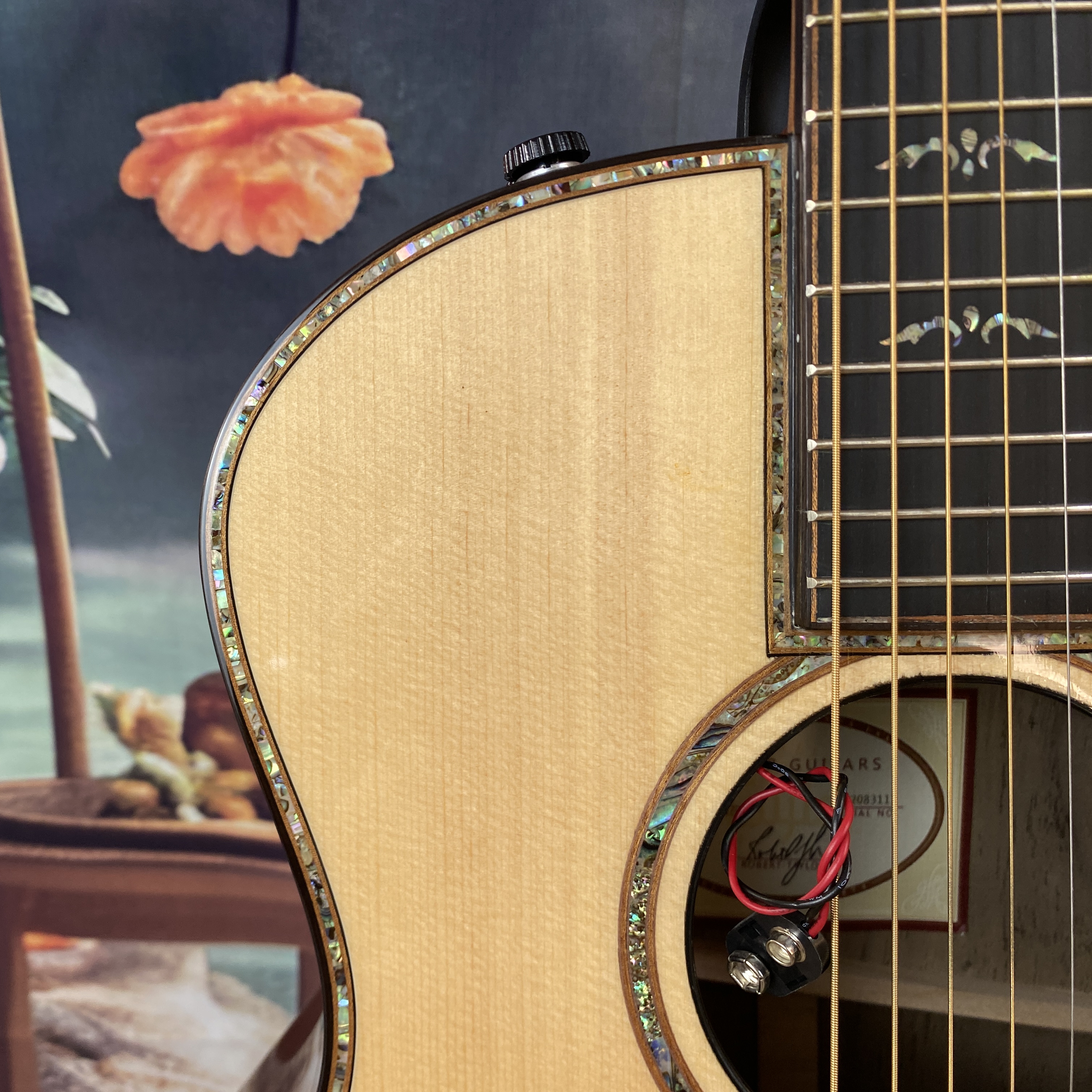 914 Acoustic electric guitar with pickups, hollow solid spruce top ebony fingerboard, 20 frets, shipped from the US warehouse