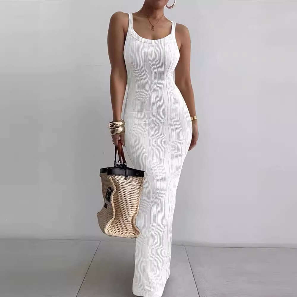 Halter Whit Maxi Dresses Summer Women S Tight Sleeveless Temperament Long Dresses Prom Sexy Dress