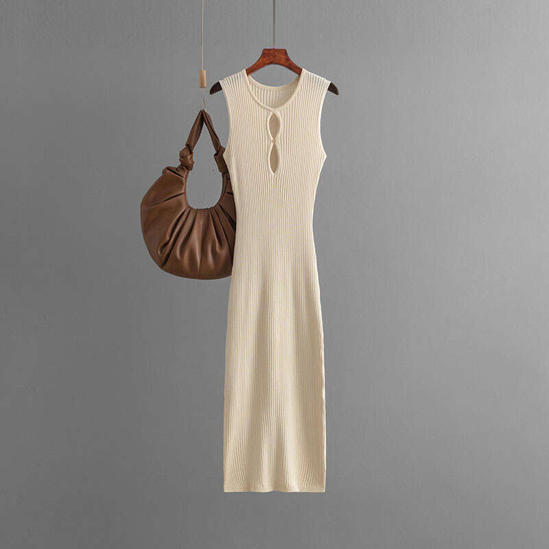 Halter Whit Maxi Dresses Women S New Summer Sexy Hollow Knitted Sleeveless Round Neck Slimming Dress For Women Prom Sexy Dress
