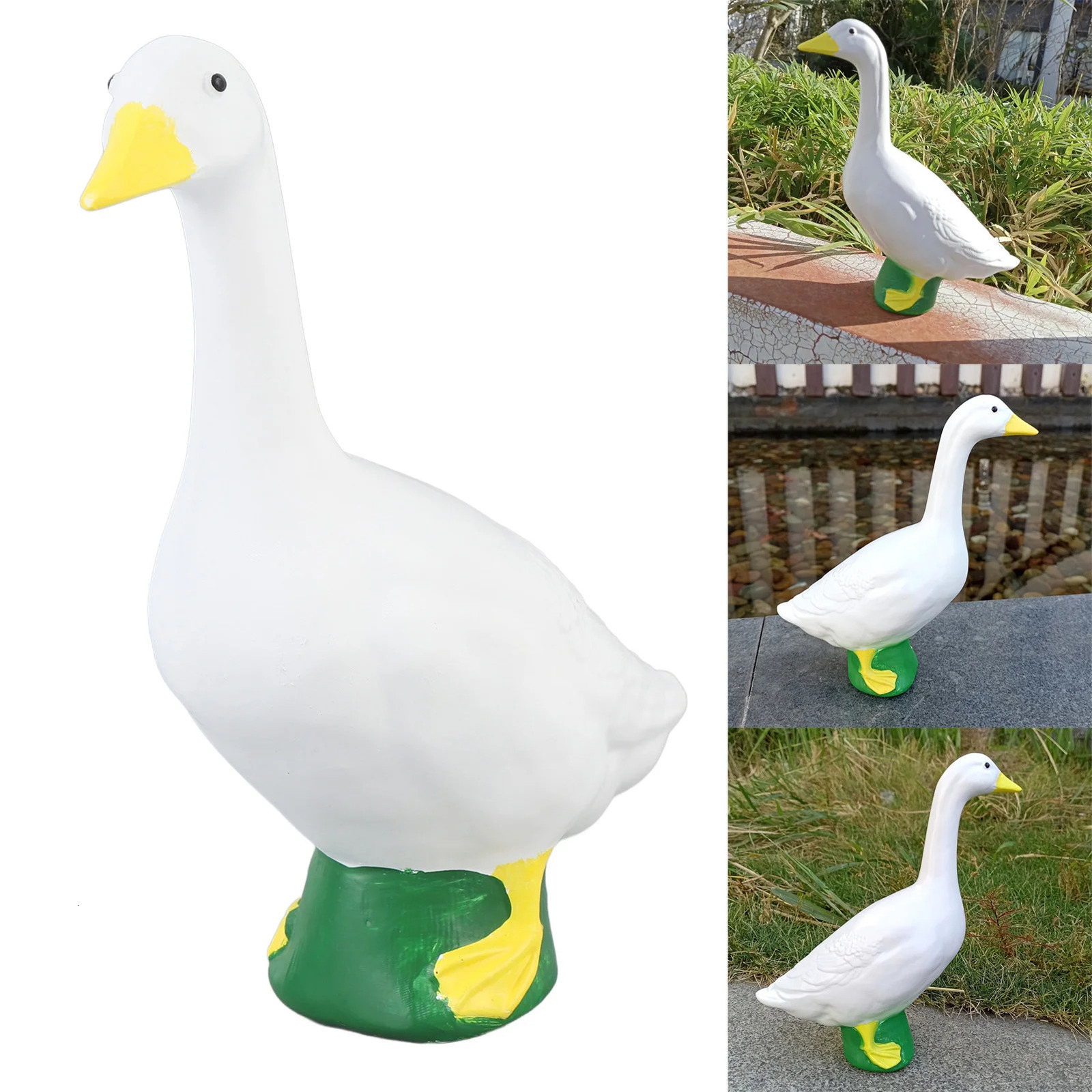 Resin Goose Figurine Lifelike Exquisite Craft Goose Statue Sculpture Ornament for Home Garden Porches Decoration 250425