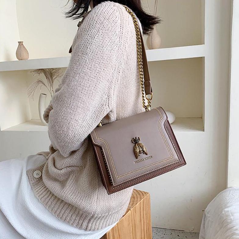 Shoulder Bag Designer Bag Luxury Bag High-Quality New Hot Chain Retro Bee Shoulder Tote Bag, Contrasting Color Crossbody Small Square Woman